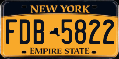 NY license plate FDB5822
