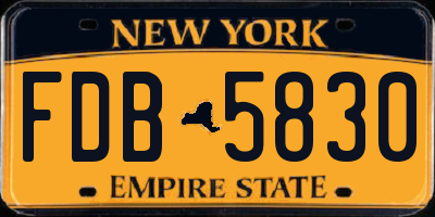 NY license plate FDB5830