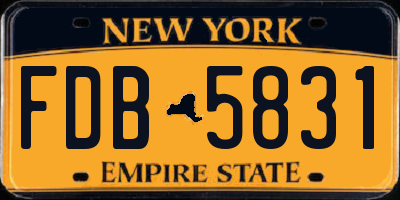 NY license plate FDB5831