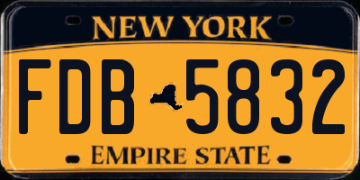 NY license plate FDB5832