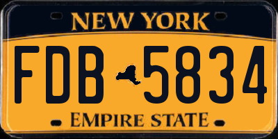 NY license plate FDB5834