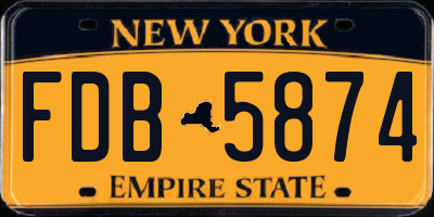 NY license plate FDB5874