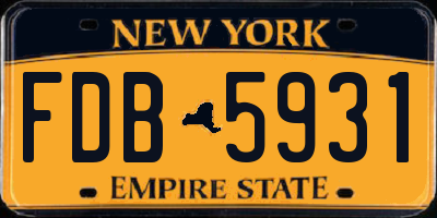 NY license plate FDB5931