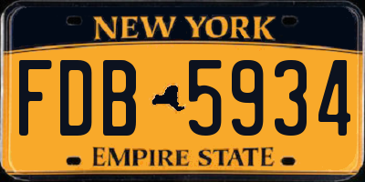 NY license plate FDB5934