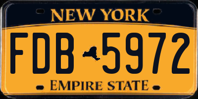 NY license plate FDB5972