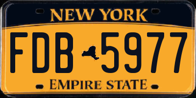 NY license plate FDB5977