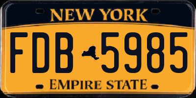 NY license plate FDB5985