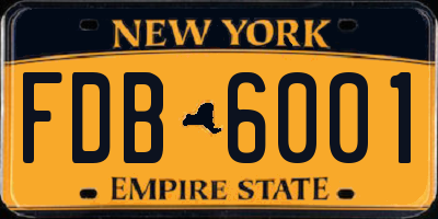 NY license plate FDB6001