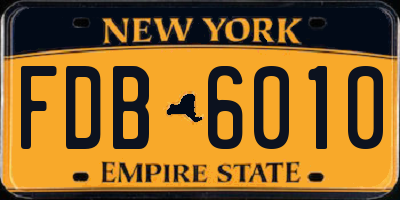 NY license plate FDB6010