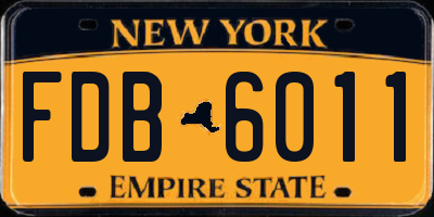 NY license plate FDB6011