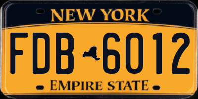 NY license plate FDB6012