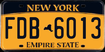 NY license plate FDB6013