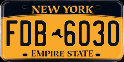 NY license plate FDB6030