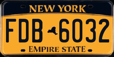 NY license plate FDB6032