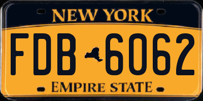 NY license plate FDB6062