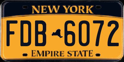 NY license plate FDB6072