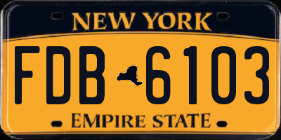 NY license plate FDB6103