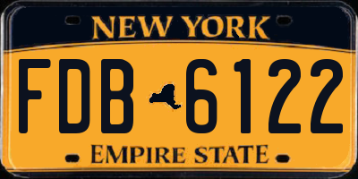 NY license plate FDB6122
