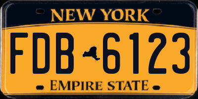 NY license plate FDB6123