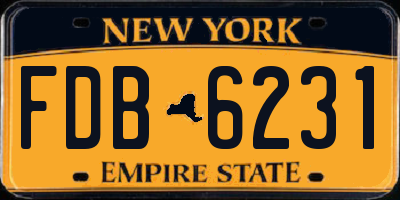 NY license plate FDB6231