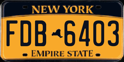 NY license plate FDB6403