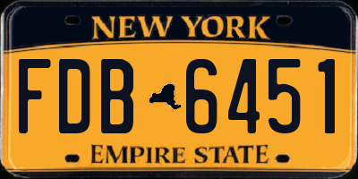 NY license plate FDB6451