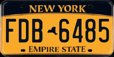 NY license plate FDB6485