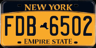 NY license plate FDB6502