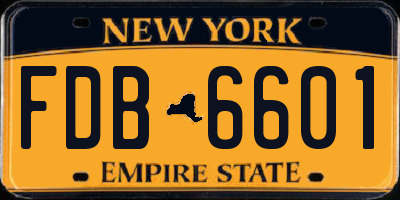 NY license plate FDB6601