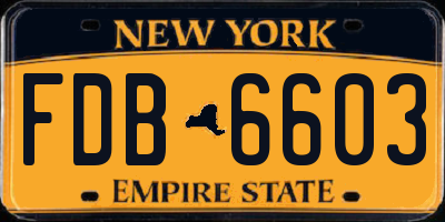 NY license plate FDB6603