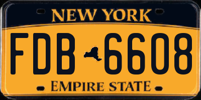 NY license plate FDB6608
