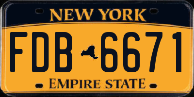 NY license plate FDB6671