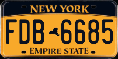 NY license plate FDB6685