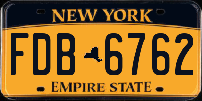 NY license plate FDB6762