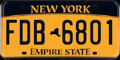 NY license plate FDB6801