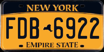 NY license plate FDB6922