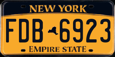 NY license plate FDB6923
