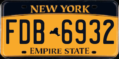 NY license plate FDB6932