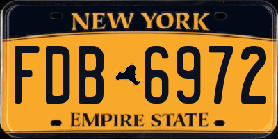 NY license plate FDB6972
