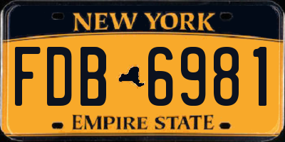 NY license plate FDB6981
