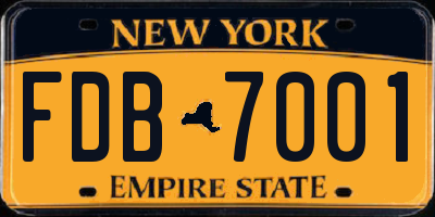 NY license plate FDB7001