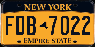 NY license plate FDB7022