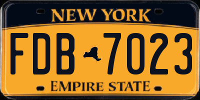 NY license plate FDB7023