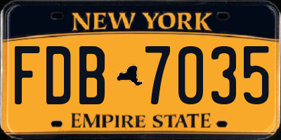 NY license plate FDB7035