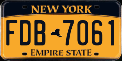 NY license plate FDB7061