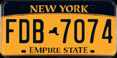 NY license plate FDB7074