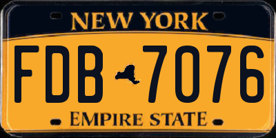 NY license plate FDB7076