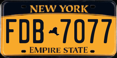 NY license plate FDB7077