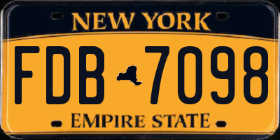 NY license plate FDB7098