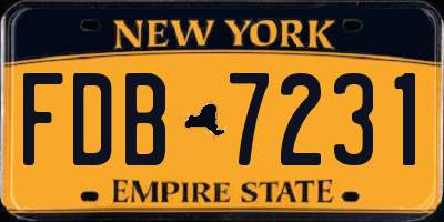 NY license plate FDB7231
